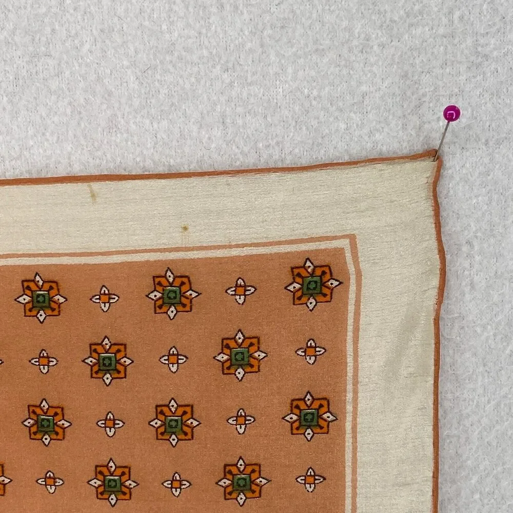 Neutral Tan Floral Print Women's Silk Scarf